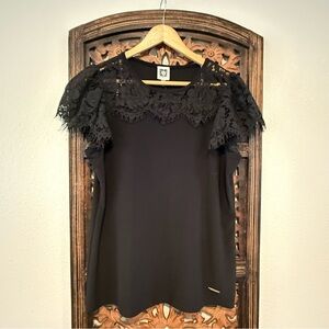 Anne Klein Black Top with Lace Detail